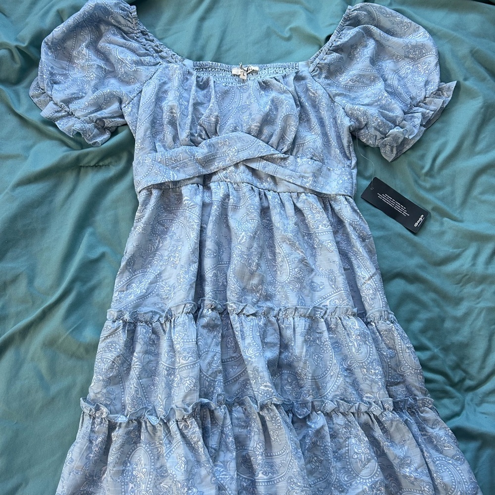 Blush Light Blue Paisley Dress